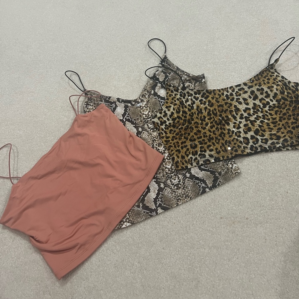 Three of Intimately Skinny Strap Brami Crop Top Size Medium